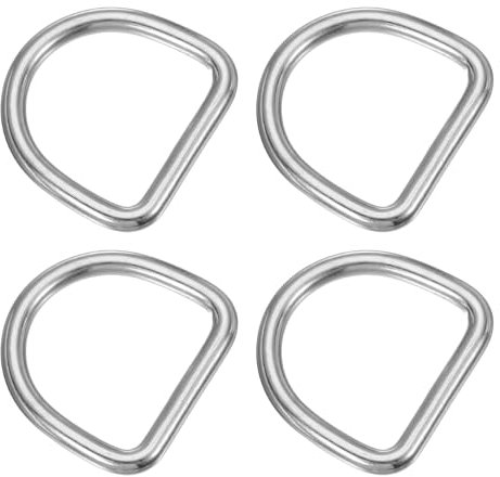 PATIKIL 2,6 Metall D-Ringe, 4 Stück 304 Edelstahl D-Ring Geschweißte Solide Dee Ringe DIY Zubehör für Gürtel Nähen Hundehalsbänder Gurtbänder, 8x50mm