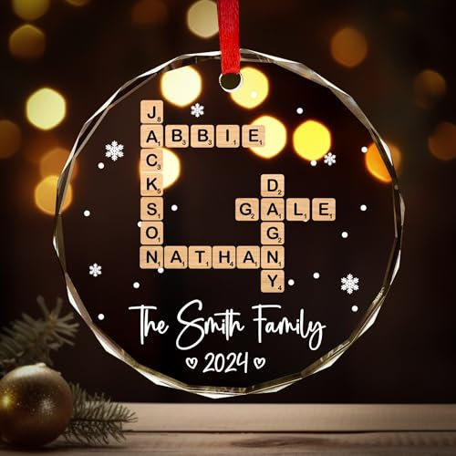 Personalisierte Schütteln Familie Kreuzworträtsel Ornament für Weihnachten, benutzerdefinierte Ornamente für Weihnachtsbaum, Housewarming Geschenke (Stil 2)