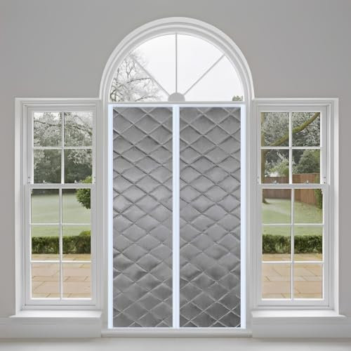 Magnétique Rideau De Porte, 80x200cm Isolant Thermique Isolation Porte Avec Coupe-vent Imperméable Isolation Phonique pour Porte d Entrée Intérieur/Patio/Coulissante,Gris