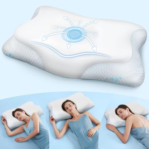 CloudÉtoile Oreiller Ergonomique Cervical Mémoire de Forme - Réglable 2 en 1 Oreiller Orthopédique pour Dormir sur Le Côté et sur Le Dos, Coussin Memory Foam Anti Douleur