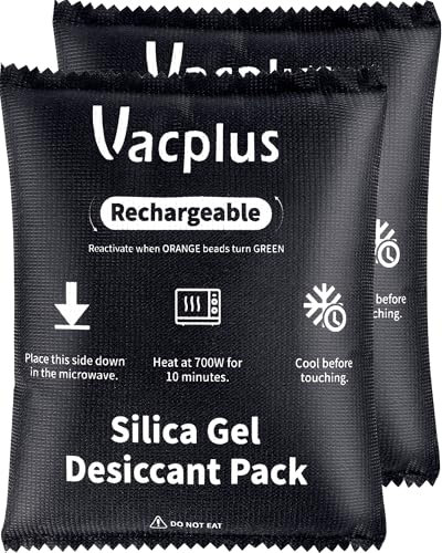 Vacplus 2er-Pack 400 g Luftentfeuchter Auto – Wiederverwendbare Silikagel-Beutel mit Indikator, Auto-Entfeuchter und Feuchtigkeitsabsorber mit Silica-Kugeln für Schrank & Schublade, 14.7 x 18.0cm