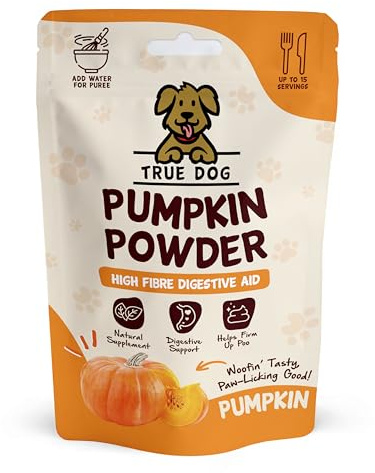 True Dog Pumpkin Powder 300g | Natural Pumpkin Puree Powder for Dogs, Digestive Supplement, Stool Firming, High Fibre Dog Food Topper, Manufactured in the UK