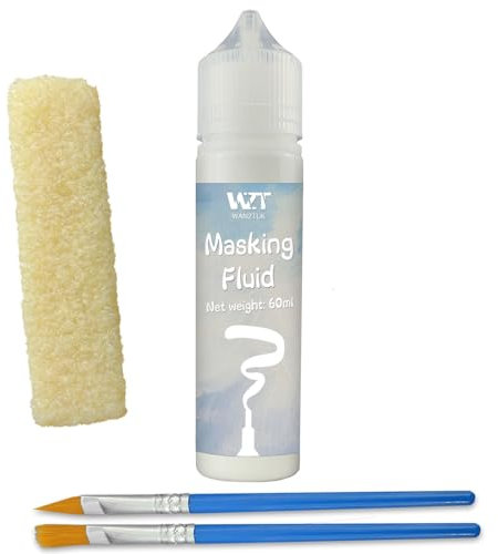 INNOVAYOU 60ml Blanc Fluide De Masquage Aquarelle, Encre Résistante et Peinture à Verser, Drawing Gum Aquarelle Garde les Zones Incolores et les Bords Pointus