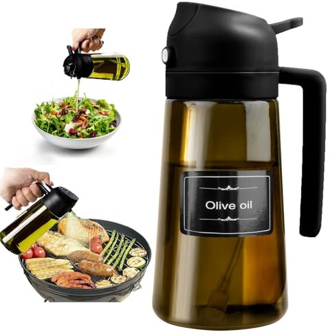 CUESVAP 2 en 1 Pulverizador Aceite Spray 470ml, Protección contra la Luz, Spray Aceite Oliva Cocina y Dispensadora Cristal para Freidora de Aire y Vinagre