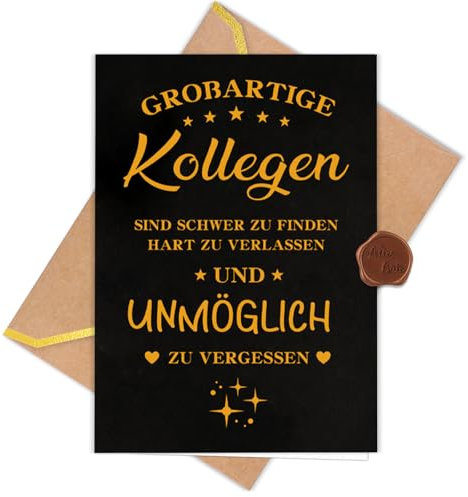 WenmthG Abschiedskarte Kollegen (Klappkarte mit Umschlag und Wachssiegel) - Abschiedsgeschenk Kollegen - Karte zum Abschied Kollegin Kollege - Ruhestand, Rente, Renteneintritt, Jobwechsel Geschenk