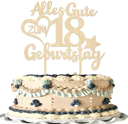 1 Stück Holz 18th Tortendeko Alles Gute zum Geburtstag 18 Jahre alt Holz Kuchen Deko Prost auf 18 Jahre alt Cake Topper für 18th Jungen Mädchen Geburtstag Party Kuchen Dekoration