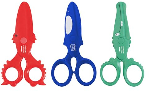 Vaessen Creative Kinderscheren Set - 3S St. - Krabbe, Wal, Krokodil - 12 cm | mit Sicher Abgerundeten Spitzen, Für Links- und Rechtshänder, Bastel- und Hobbyprojekte