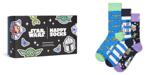 Happy Socks Star Wars Socken und Geschenkboxen mit Ahsoka, Grogu, Mandalorianer, Darth Vader, Yoda und mehr, 36-40 & 41-46