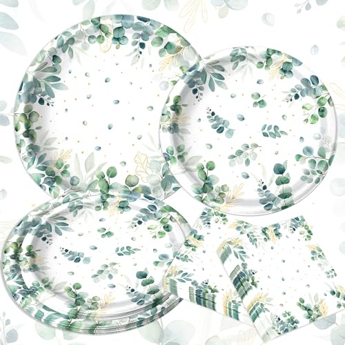 Sage Green Party Plates Napkins Gender Reveal Baby Shower Decorations | Green Bridal Shower Wedding Birthday Party Supplies 16 Guest