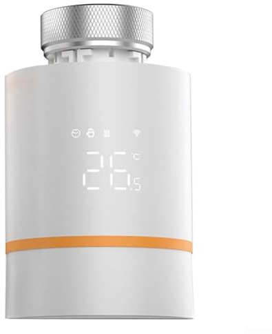 BEAZOOM Smart for Zigbee Thermostat-Heizkörperventil mit Klapp-Bildschirm, manueller Drehknopfsteuerung, Frostschutz und Kindersicherung, für Heizung zu Hause, energiesparend, Weiß, 89 x 54 mm