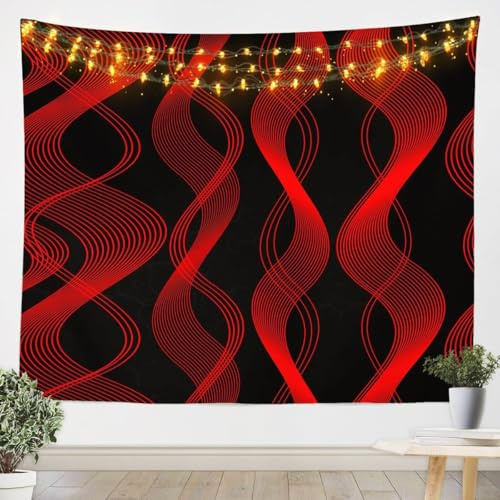 Wandteppich Roter Streifen 180x230 cm Wandteppiche Abstrakte Welle 3D-Druck Wandbehang, Tapisserie, Wandtuch für Wohnzimmer Schlafzimmer Wohnheim Wanddeko a/4509