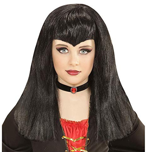 W WIDMANN MILANO Party Fashion 74959 - Kinderperücke Vampir, schwarz, Halloween, Karneval, Mottoparty