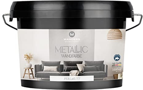 Wanders24 effetto metallico (1 litro, Madreperla) effetto vernice, pittura murale, parete metallica, pittura murale glitter, vernice effetto, pittura murale, pittura murale metallica
