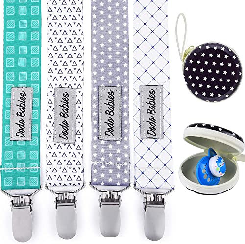 Schnullerkette 4er Set - Unisex Schnullerband für Mädchen und Jungen mit verrücktem