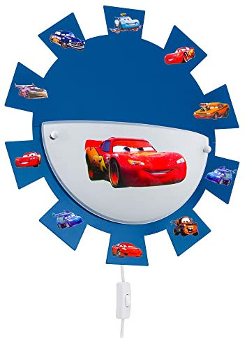 Kinder Zimmer Leuchte Wand Beleuchtung Motiv Sonne Strahler Lampe im Set inklusive Cars Sticker