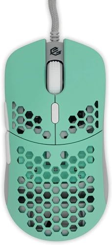 Gwolves Hati HTM Gaming-Maus, ultraleicht, mit Wabendesign, 3360-Sensor, PTFE-Skate, 6 Tasten, nur 61 G (Aqua)