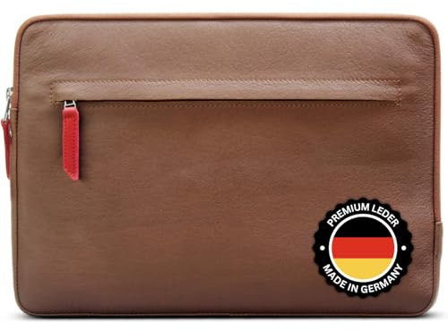 Pack & Smooch für MacBook Pro 16 Hülle | Pflanzlich Gegerbtes Leder | Handmade in Germany | Farbe in Grau/Hellbraun