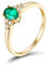 Daesar Trauring mit Diamant Damen Ringe 750 Gold Solitärring mit 0.5ct Oval Smaragd, Verlobungsring und Ehering Große 50 (15.9)