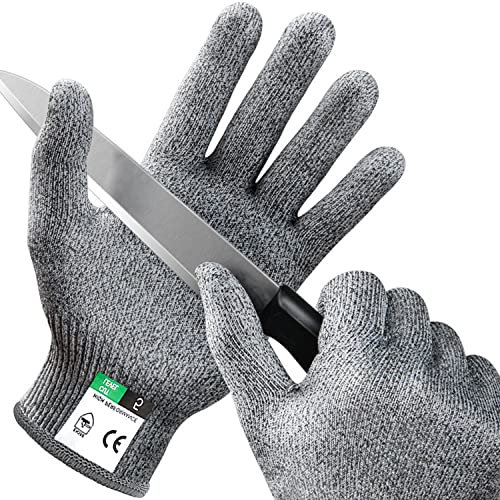 Uktunu Gants Anti-Coupures Taille-XL,Gants Protections,Gant Huitre,Gants de Travail Anti Coupure,Gants de Boucher,Cuisine avec Protection de Niveau 5,Norme en 388,Cuisines, Jardinage, Bricolage