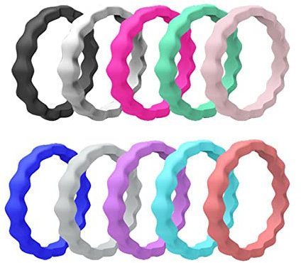 Corato Silikon Ehering für Männer und Frauen 3mm 10 Pack Gummibänder Ring für Sport und Outdoor Größe 52