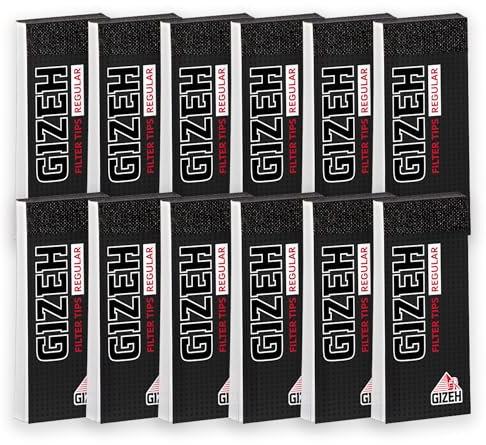 GIZEH Black Wide Filter Tips - breite perforierte Filtertips King Size / 35 Tips pro Heftchen (12 Packungen)