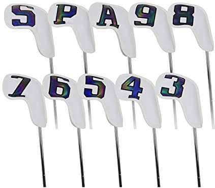 10 Pcs Synthetic Leather Iron Golf Head Covers Strong Magnetic Closure Long Neck Protect Club Shaft Clearly Number Tag 3-9/A/P/S (Gradient Number)