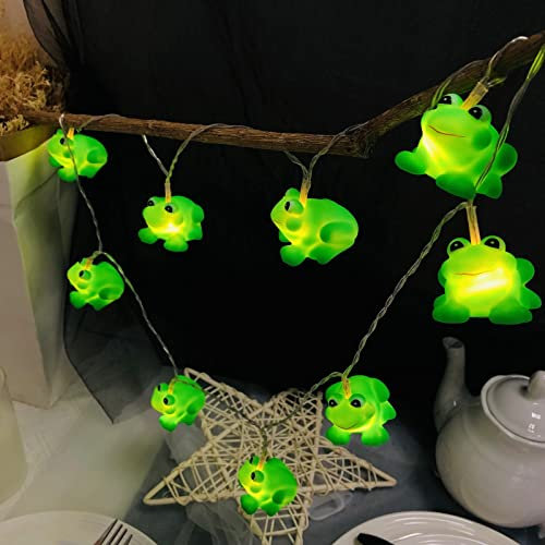 Riaxuebiy Niedliche Frosch Form Lichterketten,LED Frosch Nachtlicht Batteriebetriebenes für Halloween Weihnachten Home Party Kinder Schlafzimmer Dekoration (10er Led, Frosch)