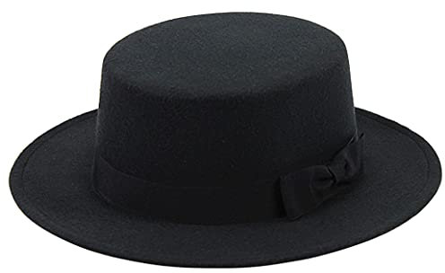 QUUPY Klassischer Fedora-Hut mit breiter Krempe, Panamahut mit Schleife, Filz, Jazz-Hut, Derby-Kappe