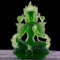 NEFSO Grüne Tara, kleine Statue, Glas/Liuli/farbige Glasur, indische buddhistische Skulptur, Göttin des Mitgefühls und glückliche Heimdekoration