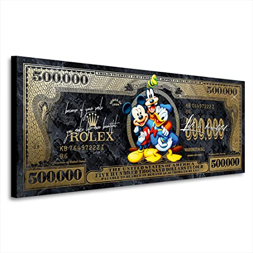 Kunstgestalten24 Leinwandbild Wandbild Comic Micky & Co. Pop Art Dollar Kunstdruck Raum- u. Wanddekoration Übergrößen