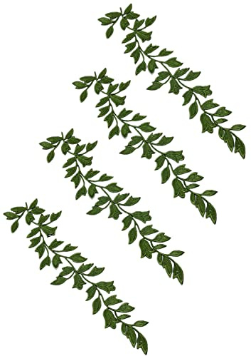 4 Pieces 9.4inch Long Leaves Patch Ivy Leaf Iron on Patches Embroided Applique for Garment Curtain Pillow Blanket Trimming Dress Embellishments (Green)