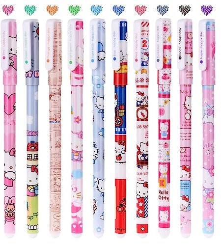 OFFCUP Gelschreiber Set, 10 Stück Premium Gelstifte,Gelstifte Bunt, Katzen Stifte, Durchmesser der Spitze 0,38mm, für Schule, Büro, Zuhause Geburtstagsgeschenk Bürobedarf