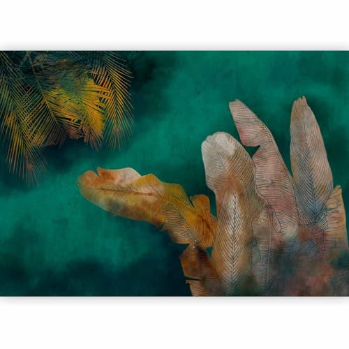 murando PREMIUM Papier peint Jungle 150x105 cm Décoration Murale XXL Poster Tableaux Muraux Tapisserie Photo Trompe l'oeil Feuilles Feuillage vert jaune Nature b-A-0825-a-a