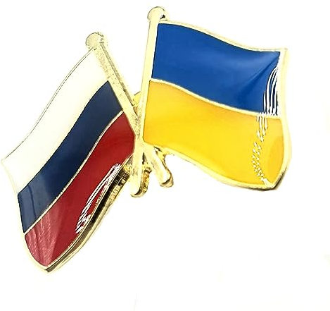 Anstecknadel mit Ukraine und Russland, aus Metall, Emaille, Friedensflaggen, Metall