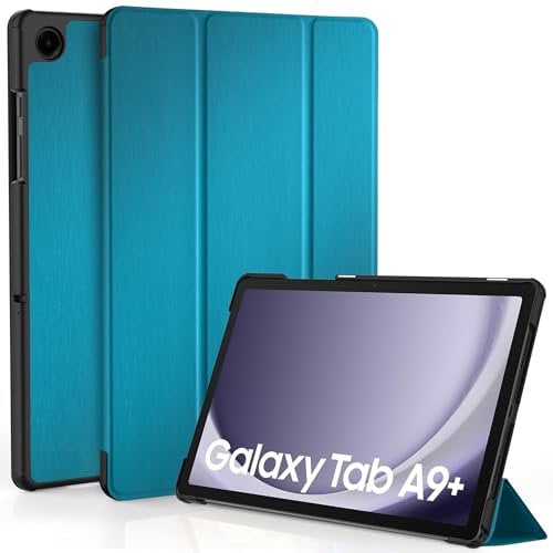 EasyAcc Hülle für Samsung Galaxy Tab A9+/ A9 Plus 11 Zoll 2023 SM-X210/ X215/ X216, Schutzhülle Ultradünne PU Leder mit Standfunktion und Auto Wachen/Schlafen Hülle Case, Pfauenblau