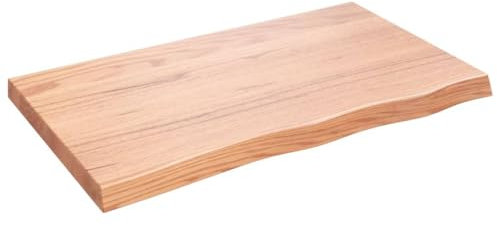 vidaXL Tischplatte, Schreibtischplatte mit Naturkante, Holztischplatte für Esstische Couchtische, Esstischplatte Couchtischplatte DIY Platte, Hellbraun Massivholz Eiche Unbehandelt