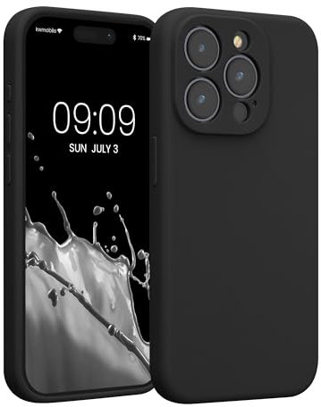 kwmobile Custodia Compatibile con Apple iPhone 15 PRO Cover - Back Case per Smartphone in Silicone TPU - Protezione Gommata - Nero