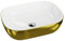 LAVITA Aufsatzwaschtisch Costa Gold/White Aufsatzwaschbecken Rechteckig Waschbecken ohne Überlauf und Hahnloch Aus hochwertigem Porzellan Waschtisch Badkeramik Waschplatz 46x32,5x13,5cm Weiß/Gold