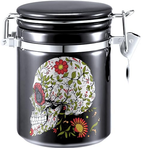 Geruchsdichter Behälter (500 ml) - Totenkopf-Vorratsglas, Luftdichter Aufbewahrungsbox Mit Separatem Platz Für Luftfeuchtigkeit - Niedliche Ton-Box