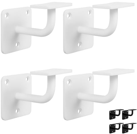 Natural Goods Berlin ROUND Soporte para pasamanos blanco 4 piezas/moderno soporte para barandilla interior y exterior/elegante soporte para pasamanos de metal macizo/soporte para pasamanos para
