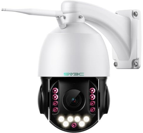 SV3C 4K 36X Hybrid-Zoom PTZ überwachungskamera aussen, 2,4/5GHz WLAN, 8MP WLAN Kamera Outdoor Smarte Personen/Fahrzeug/Haustiererkennung, Auto-Tracking, Farbnachtsicht, 2-Wege-Audio, Cloud & SD Card