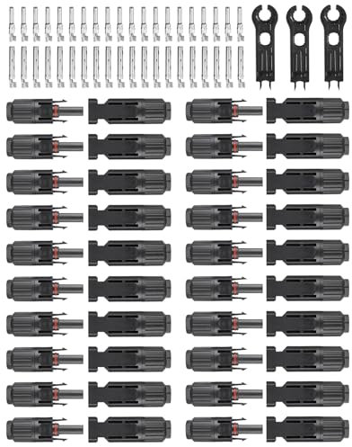 VOU 20Pairs(10AWG) DC Solar photovoltaic PV Connector with Spanners 1000V35A IP68 Waterproof Solar Panel Cable Connectors Kit for Cable 2.5/4/6mm2