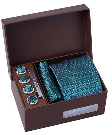 BRERA 67 - Coffret Cadeau Homme 5 Pièces: Cravate, Mouchoir de Poche, Pince à Cravate, Couvre Boutons et Bouton de Manchette Personnalisé - Cadeau Original pour Mariage