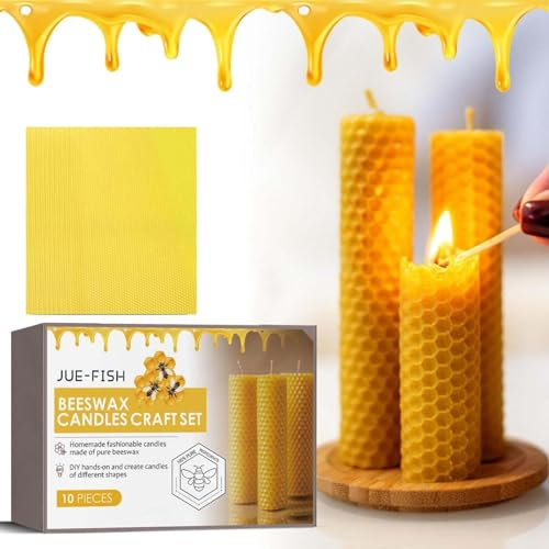WEedsy Beeswax Candles Set for 10 Candles, Beeswax Make Your Own DIY, Beeswax Candles with Beeswax Plates for Party Scene Layout