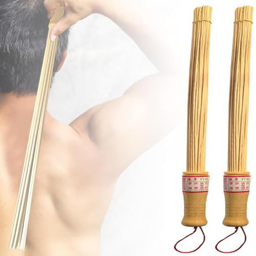Bâton de massage en bambou pour le dos, bâton de sauna en bambou, outil de massage du bois, marteau musculaire, marteau de massage du corps, balais anti-cellulite (2 pièces)