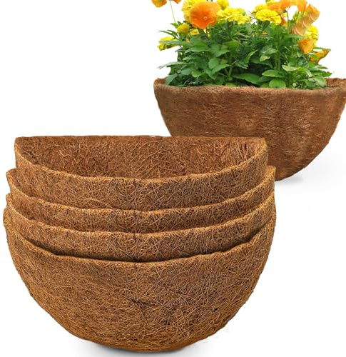 GOTVUGE Halbrunde Kokoscoir-Liner 30 cm (12 Zoll), 4 Packungen – Natürliche Pflanzkasteneinlagen für Hängekörbe, Fensterkästen und Garten (Indoor/Outdoor)