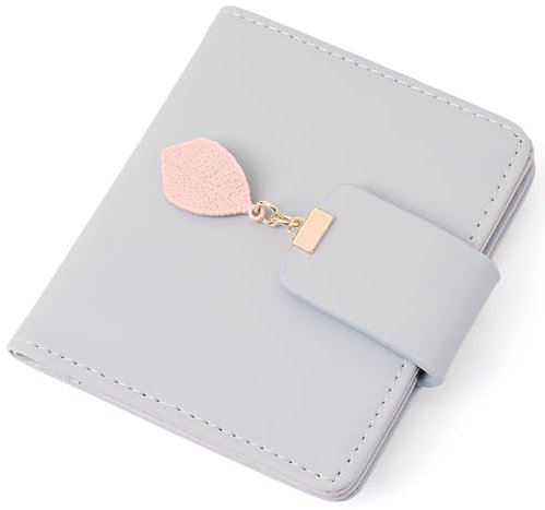 Roulens Portafoglio sottile da donna, Bifold PU Pelle Foglia Ciondolo Porta Carte di Credito con Cerniera Tasca Portamonete