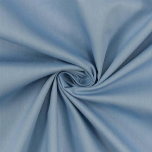 Baumwollstoff Popeline, 100% Baumwolle, Stoff zum Nähen, uni rauchblau (Länge am Stück: ab 50cm / Breite: 148cm)