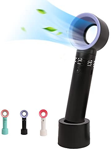 BIGTREE Tragbarer Handventilator,Mini Ventilator Bladeless Fan USB Wiederaufladbarer mit 3 Geschwindigkeiten Turbo Wind und Tisch Basis für Reisen/Zuhause/Büro