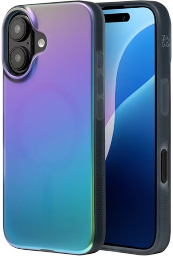 ZAGG Milan Snap Graphene-Reinforced Case for iPhone 16 [6.1-Inch], MagSafe Compatible, Anti-Yellowing, Slim Design, Secure Grip, Fashion-Forward, Shockproof Phone Back Cover (Raven Feather)